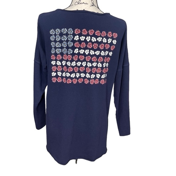 crown & ivy Tops - Crown & Ivy USA Floral Flag Long Sleeve Lightweight Sweatshirt Size Small